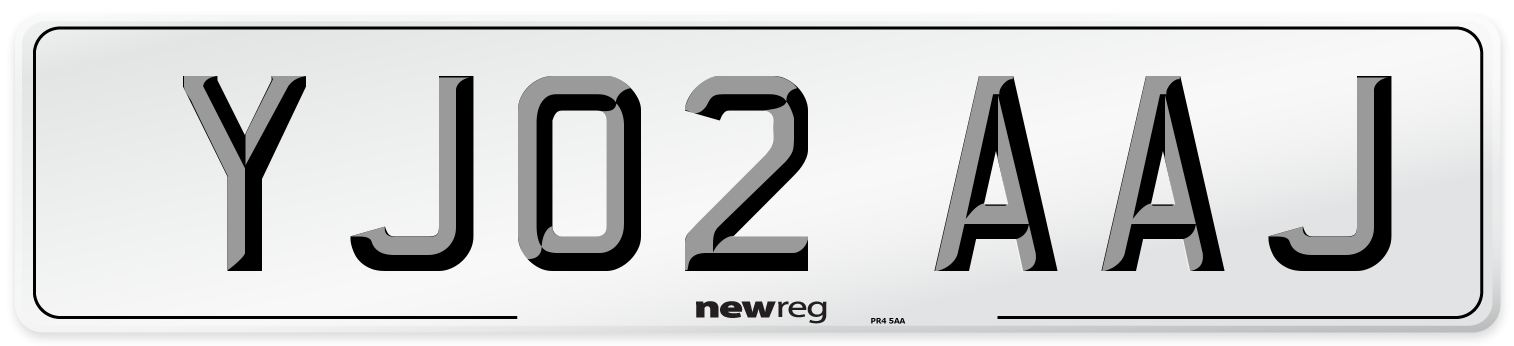 YJ02 AAJ Number Plate from New Reg